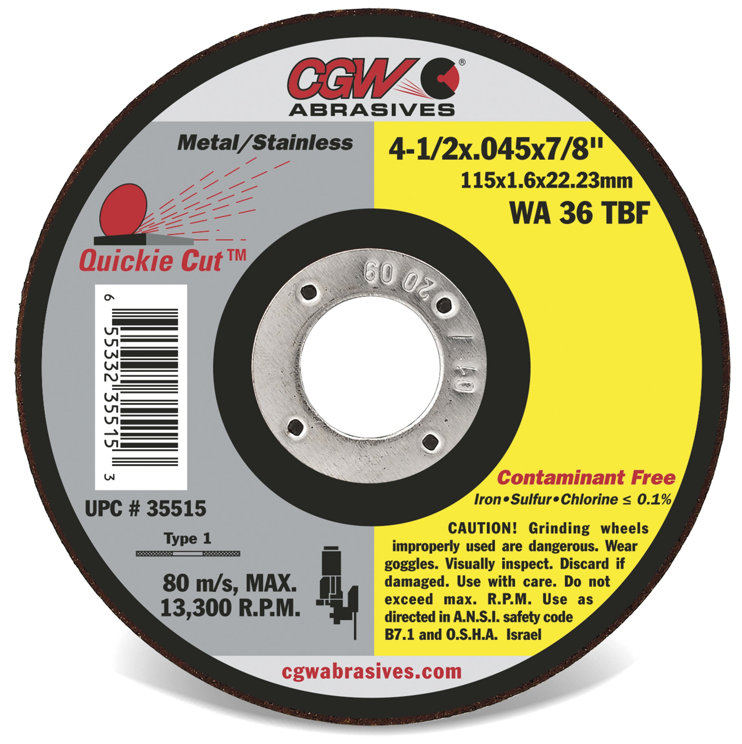 CGW | Cut-Off | Contaminant Free | WA - White Aluminum Oxide | Type 1